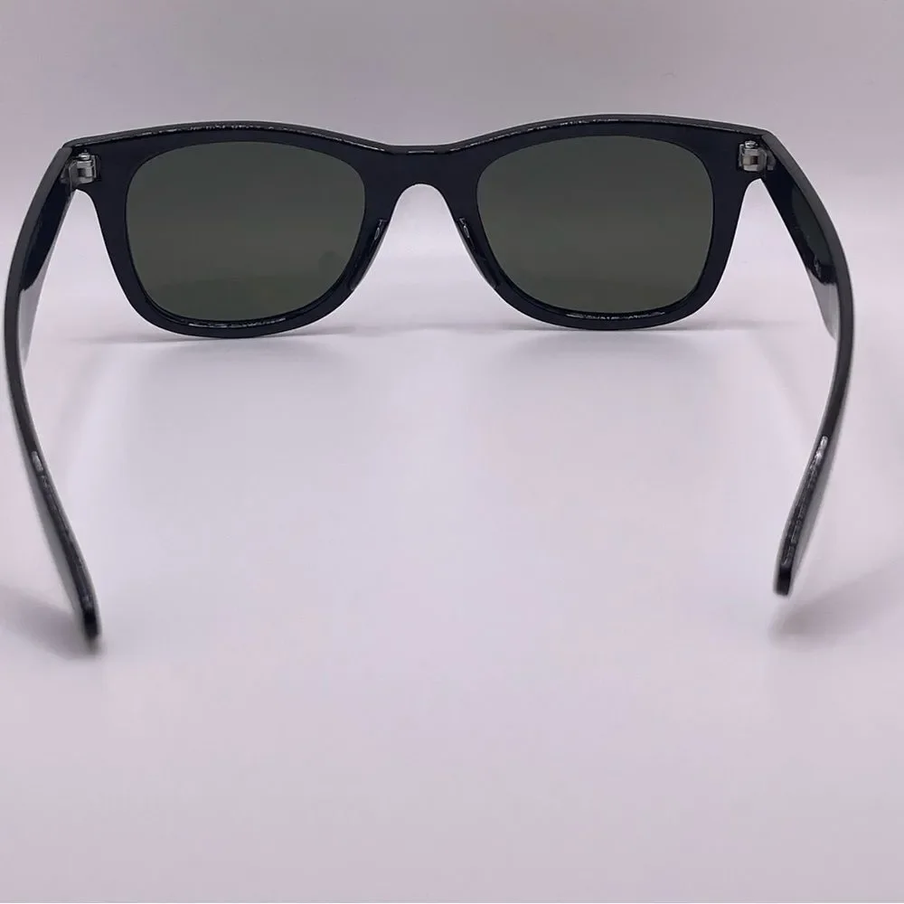 Black Wayfarer Silhouette Sunglasses with Green Lenses Unisex